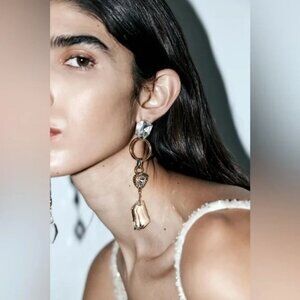 ZARA Mismatched Metal and Glass Earrings NWT ✨🔥💖✨✨✨